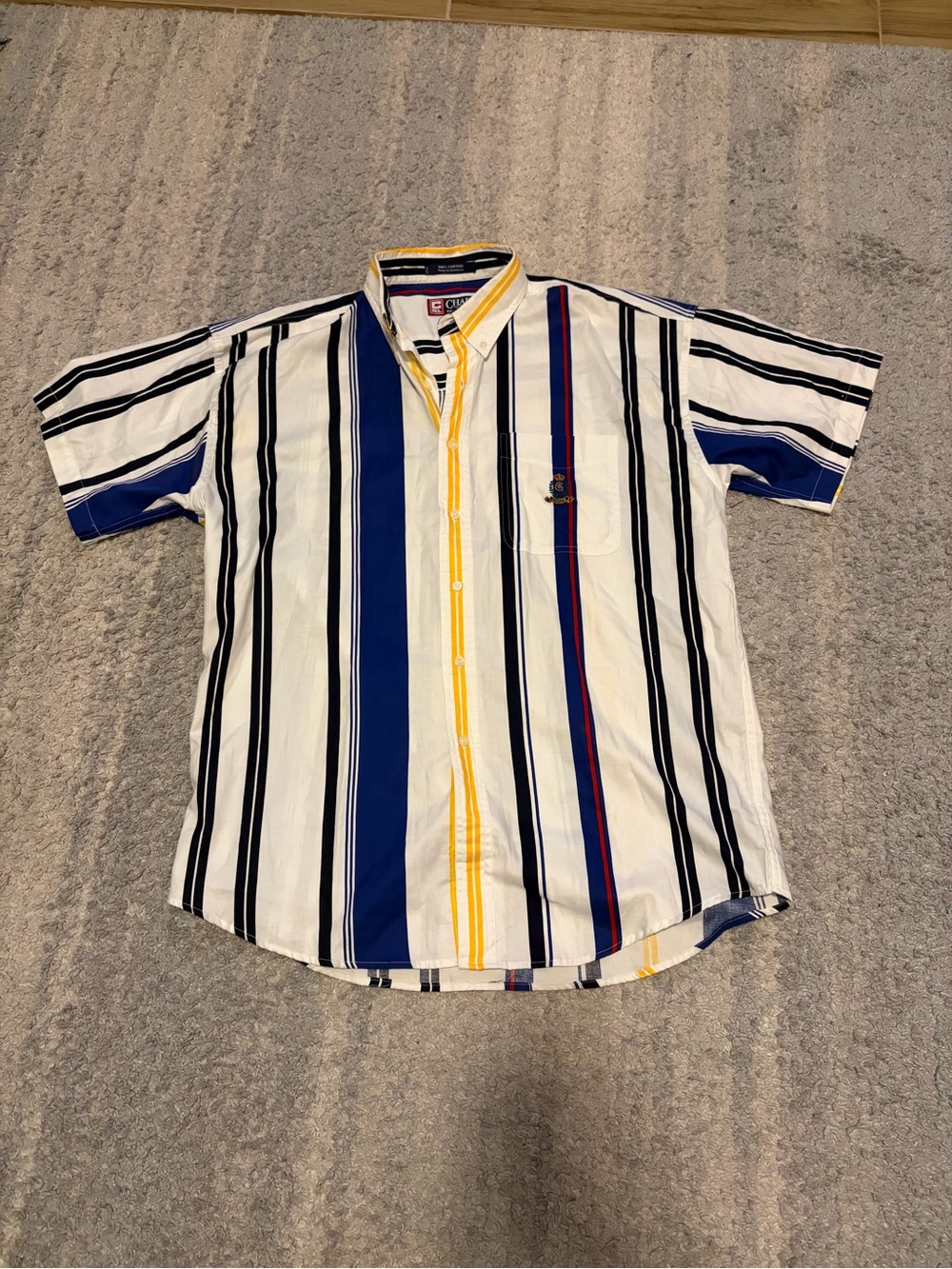 Vintage 90s Chaps Ralph Lauren Shirt Mens Large Short Sleeve Vertical Stripe Cre